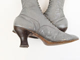 1920s Grey Lace Up Louis Heel Boots | Approx Size 7