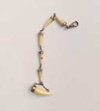 Victorian Bone Tooth Watch Fob Chain with Dog Clip