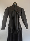 Victorian Black Maternity Blouse with Lace Trim
