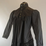 Victorian Black Maternity Blouse with Lace Trim