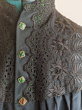 Victorian Black Maternity Blouse with Lace Trim