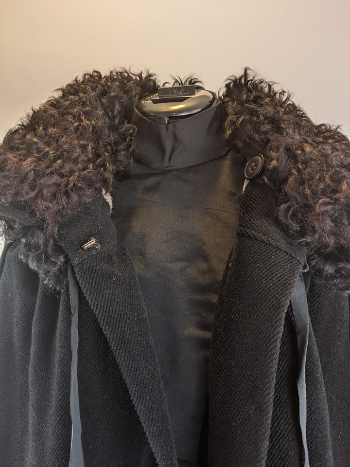 1920s Corduroy Cape with Curly Wool Collar