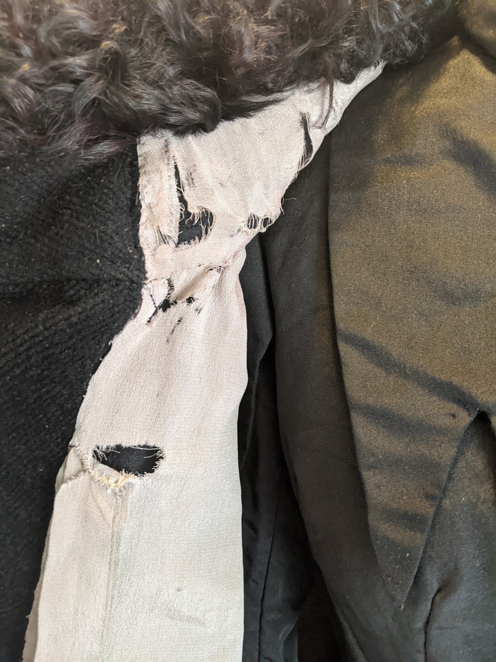 1920s Corduroy Cape with Curly Wool Collar
