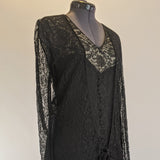 1930s Black Lace Long Sleeve Evening Gown