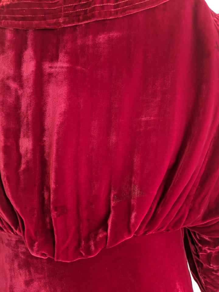 1930s Red Velvet Opera Coat | XS - Small