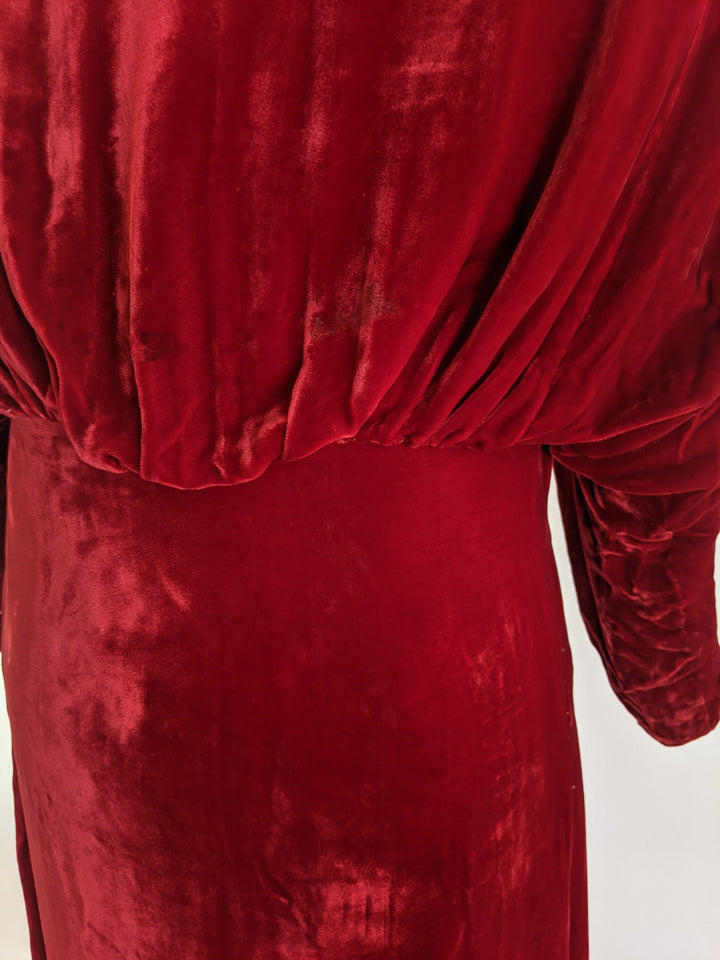 1930s Red Velvet Opera Coat | XS - Small