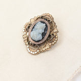 Victorian Black and White Sardonyx Cameo Brooch