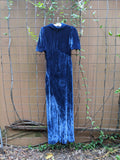 1930s Blue Velvet Bias Cut Gown | XS - S