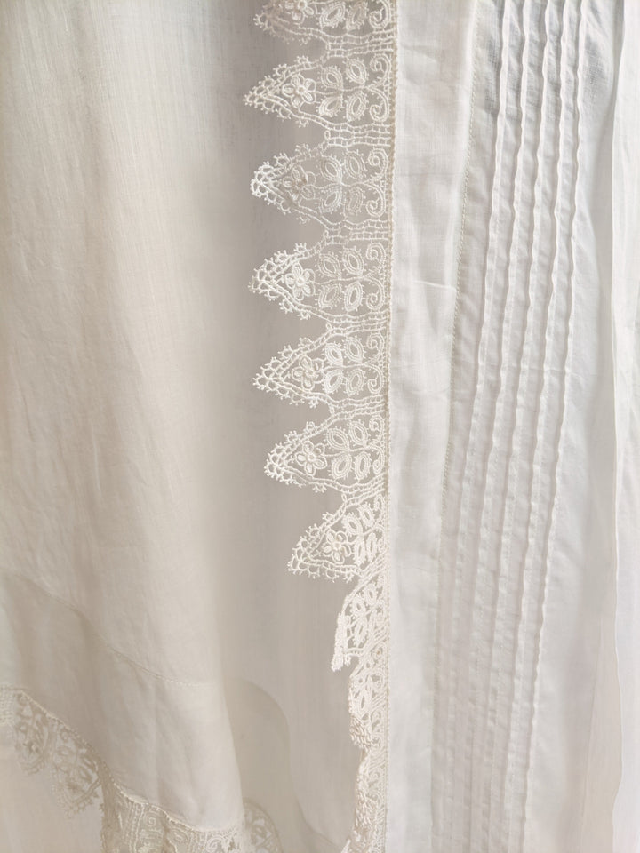 Edwardian White Cotton Lace Gown