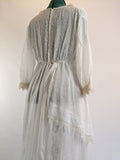 Edwardian White Cotton Lace Gown