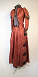 1880s Orange and Black Silk Gown