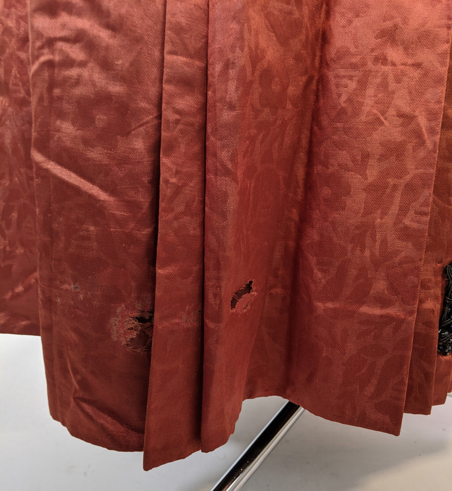 1880s Orange and Black Silk Gown