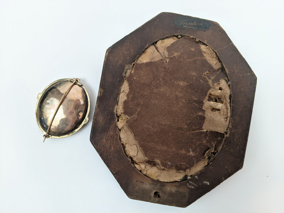 Victorian Brooch + Matching Framed Photo of Woman
