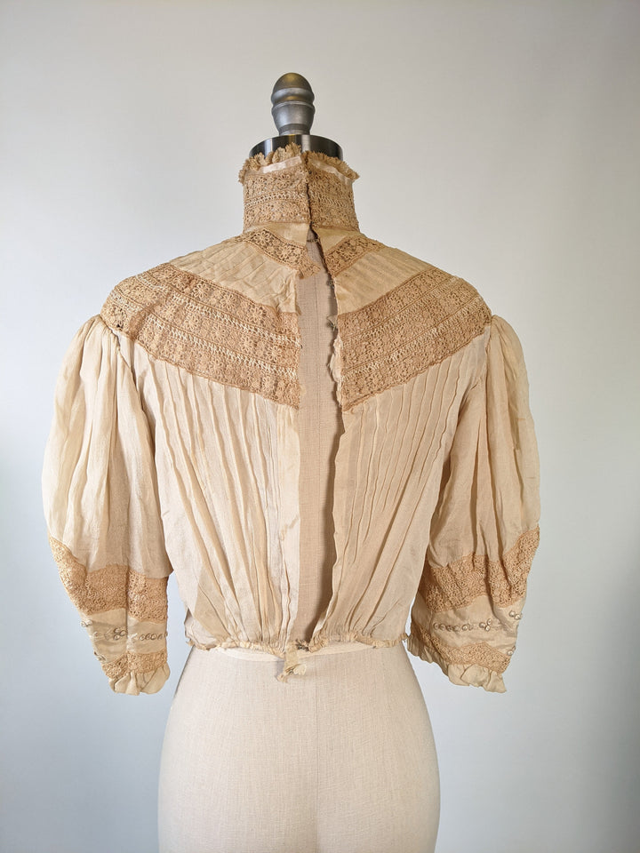 Edwardian Ecru Silk Lace Blouse