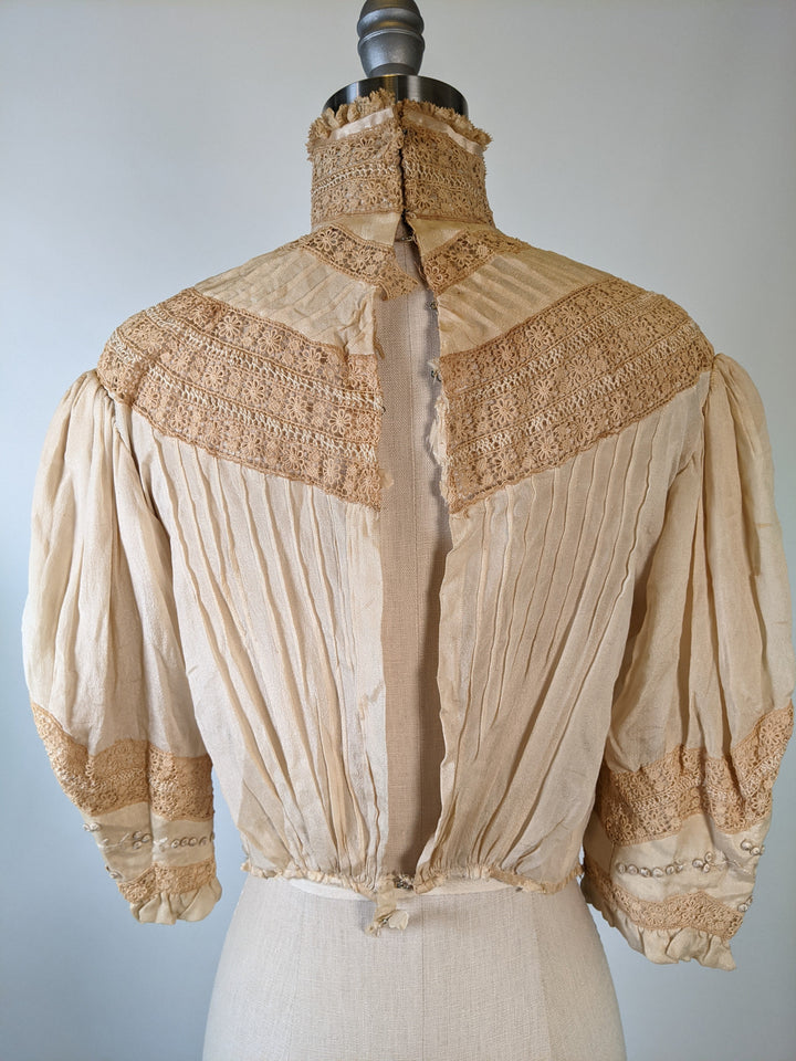 Edwardian Ecru Silk Lace Blouse