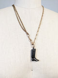 1910s-1920s Compressed Coal Boot Pendant