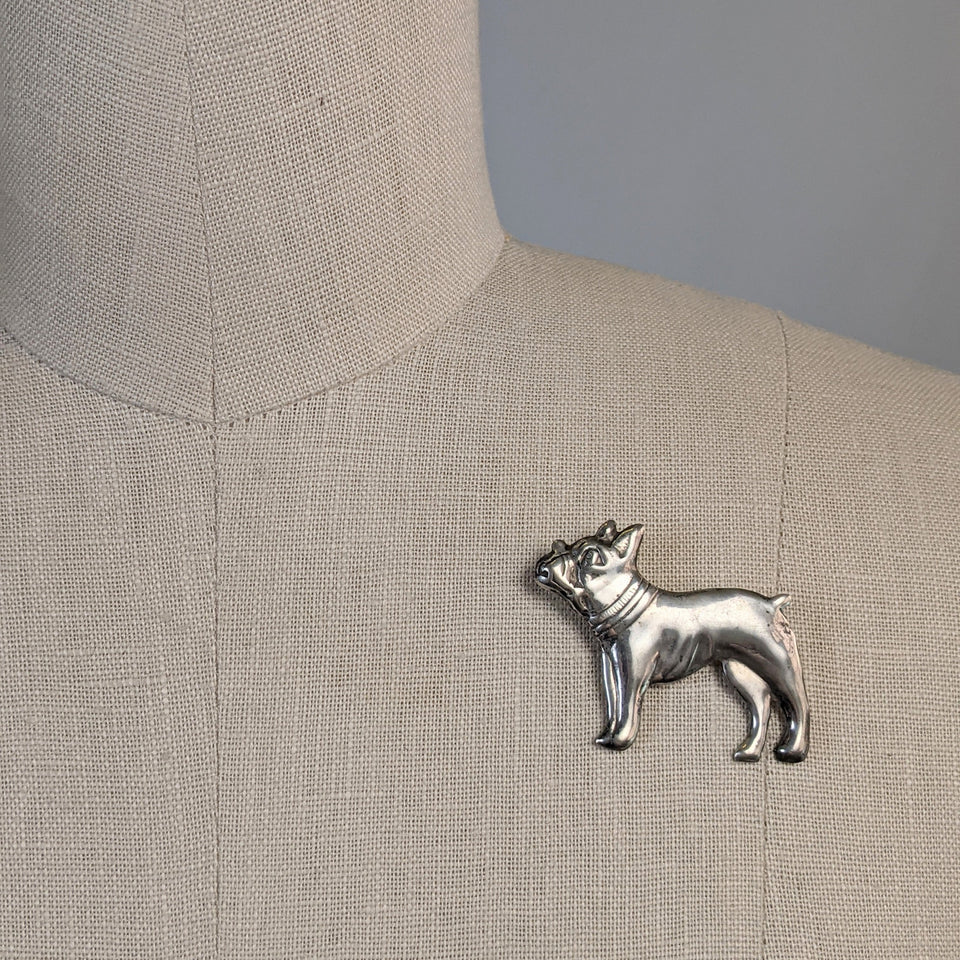 Vintage Sterling Silver Dog Brooch