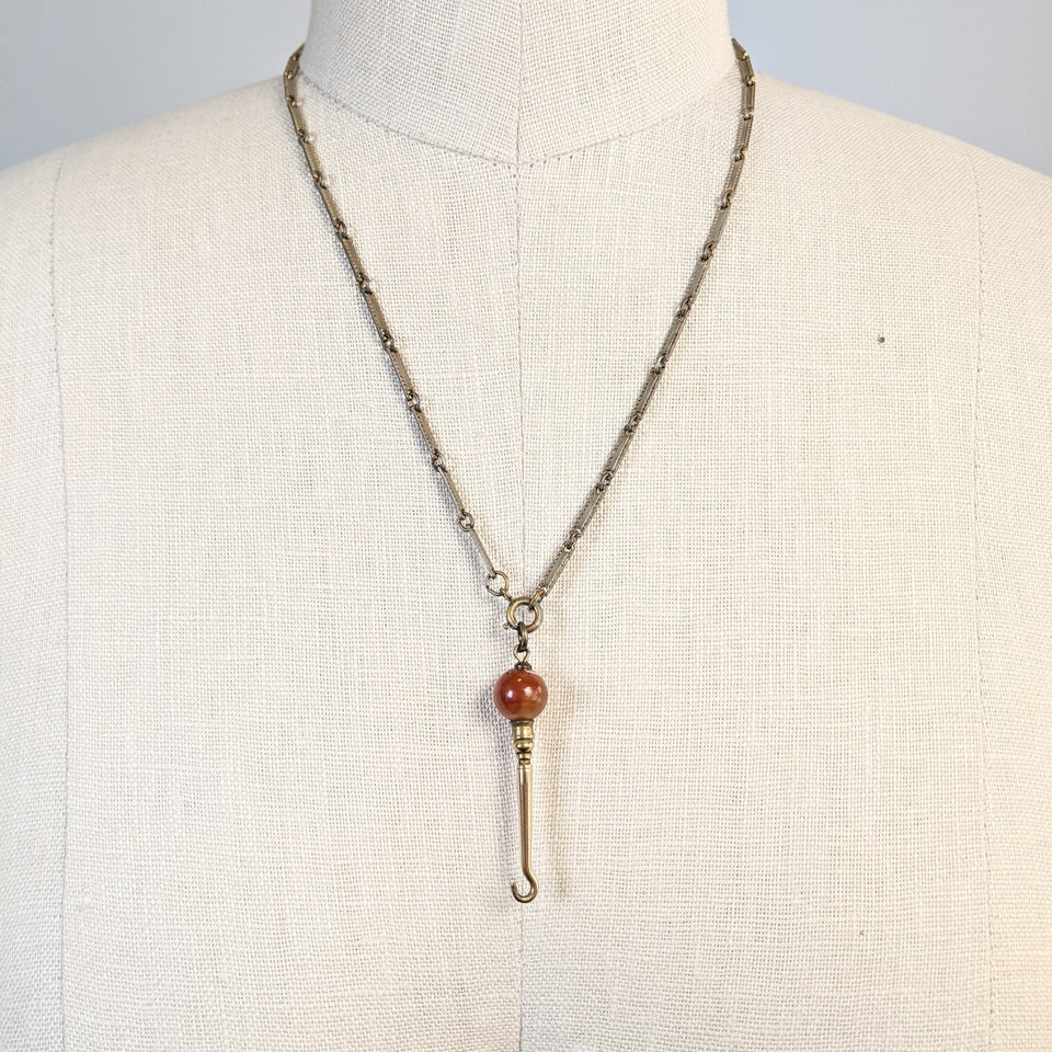 Victorian Agate Button Hook Pendant