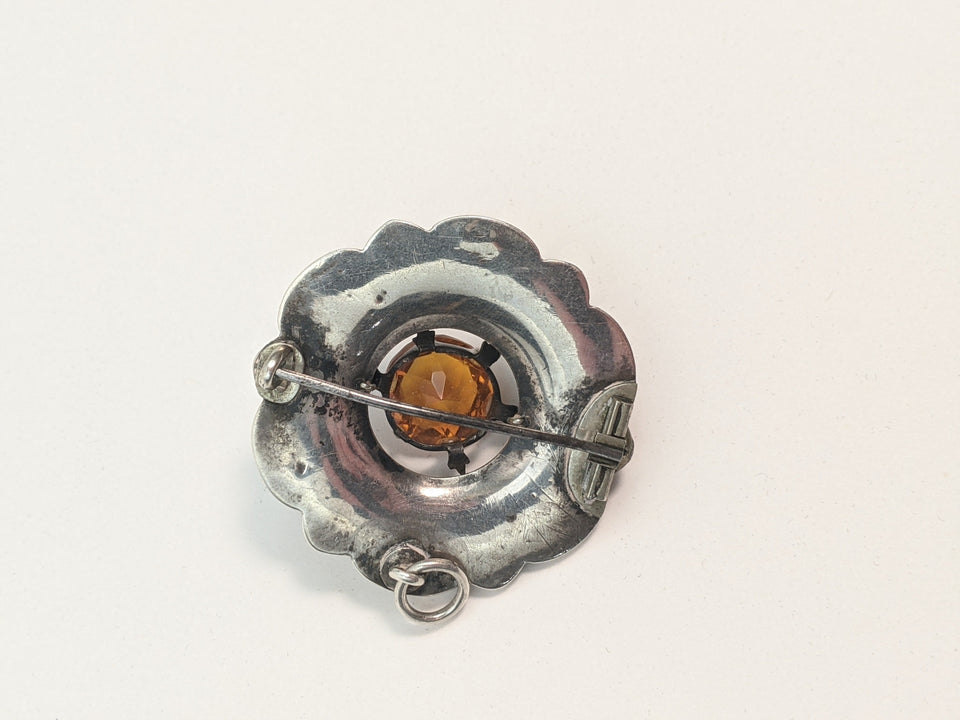 Silver Scottish Cairngorm Brooch + Pendant