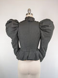 1890s Black Gigot Sleeve Bodice | Wool + Silk