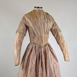 1840s Champagne Silk Gown