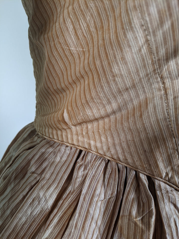 1840s Champagne Silk Gown