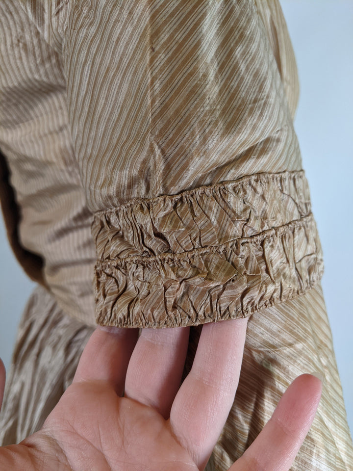 1840s Champagne Silk Gown