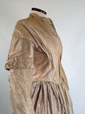 1840s Champagne Silk Gown