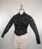 1880s Black Brocade Bodice