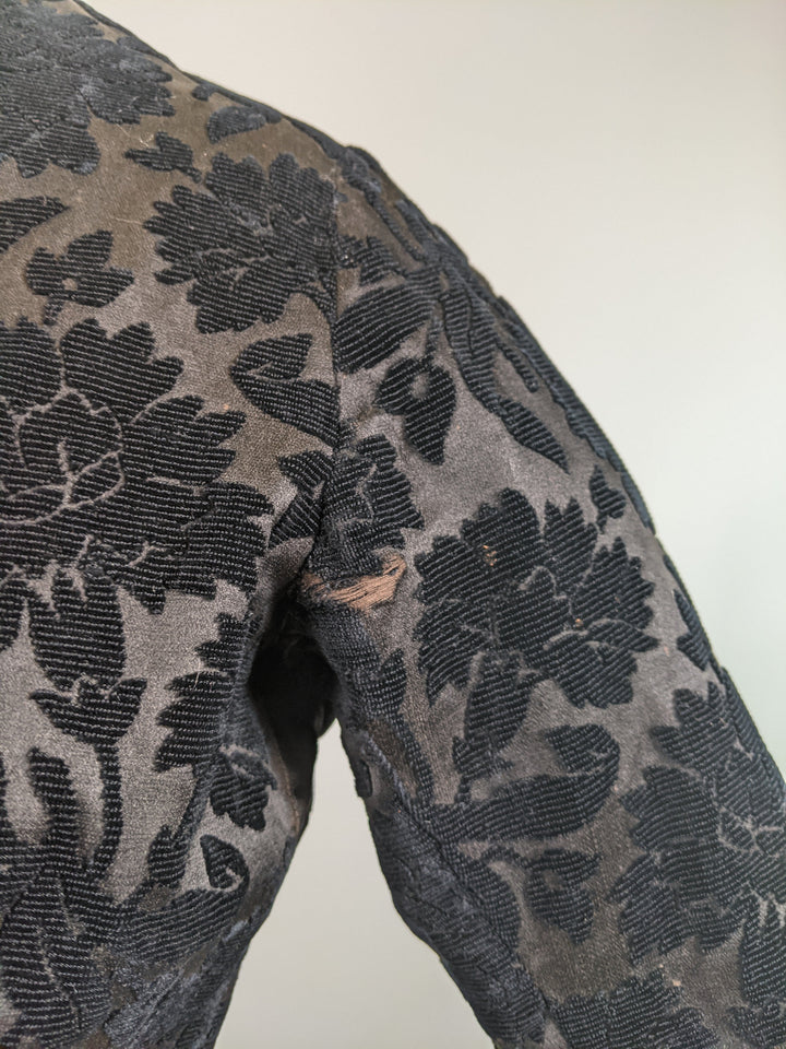 1880s Black Brocade Bodice