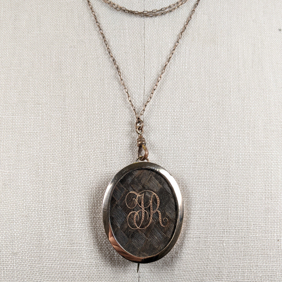 1820s-30s Woven Hair Brooch + Pendant