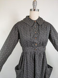 1910s Black + White Calico Dress