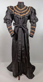 1890s Black Silk Tea Gown or Wrapper