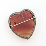 19th C Scottish Carnelian Agate Heart Brooch