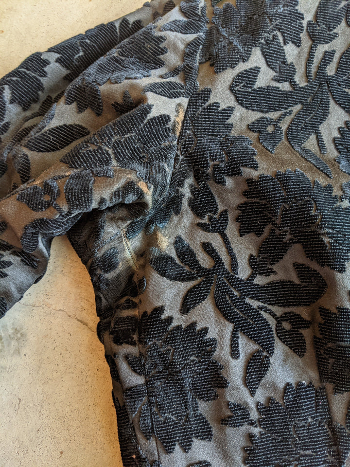 1880s Black Brocade Bodice