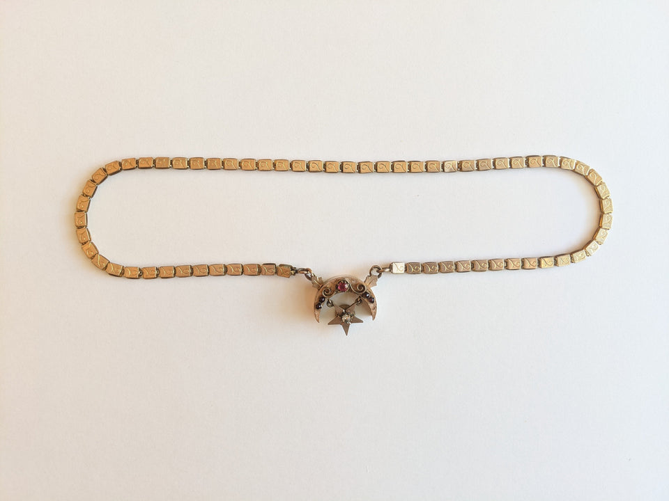 Late 19th C Book Chain Celestial Necklace