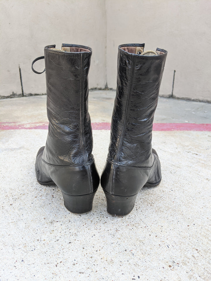 1910s-1920s Black Lace Up Boots | Approx Sz 7.5-8