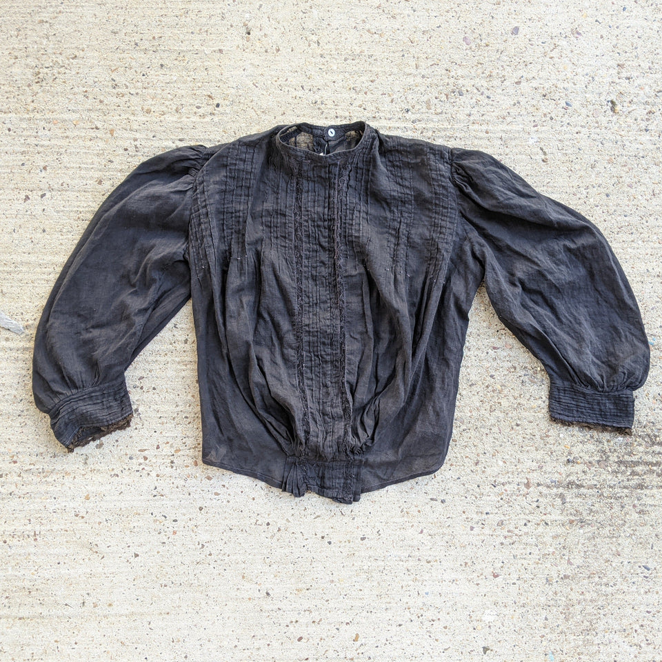 1900s Black Batiste Shirtwaist
