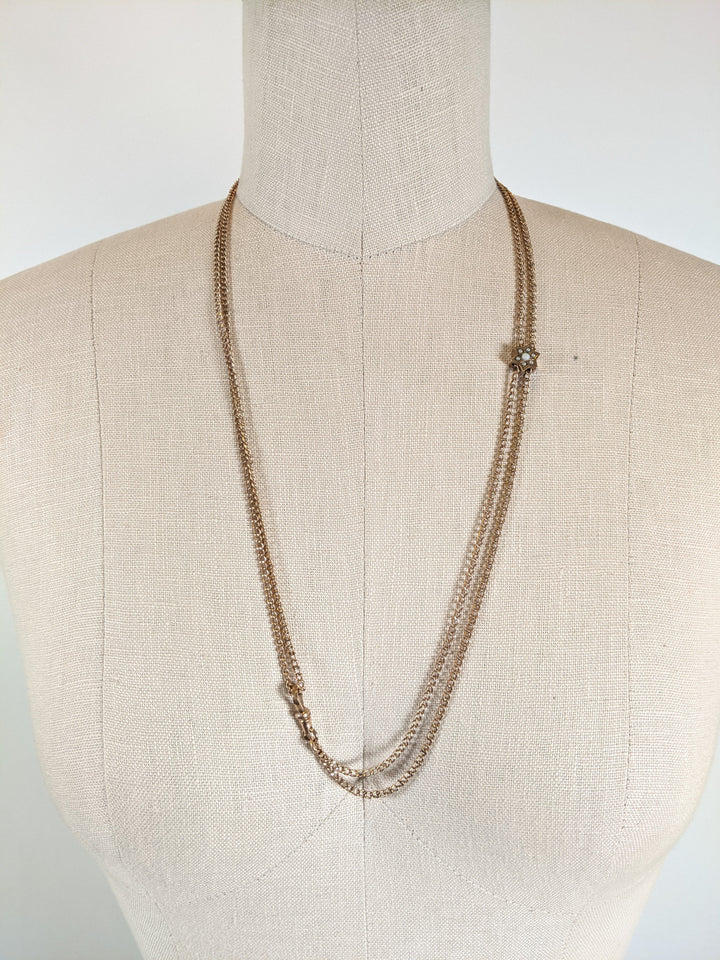 1890s-1900s Opal + Pearl Star Slide Chain