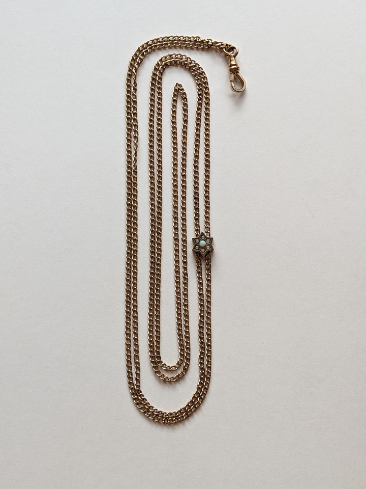 1890s-1900s Opal + Pearl Star Slide Chain