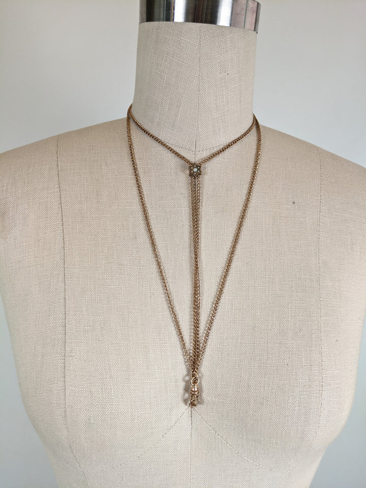 1890s-1900s Opal + Pearl Star Slide Chain
