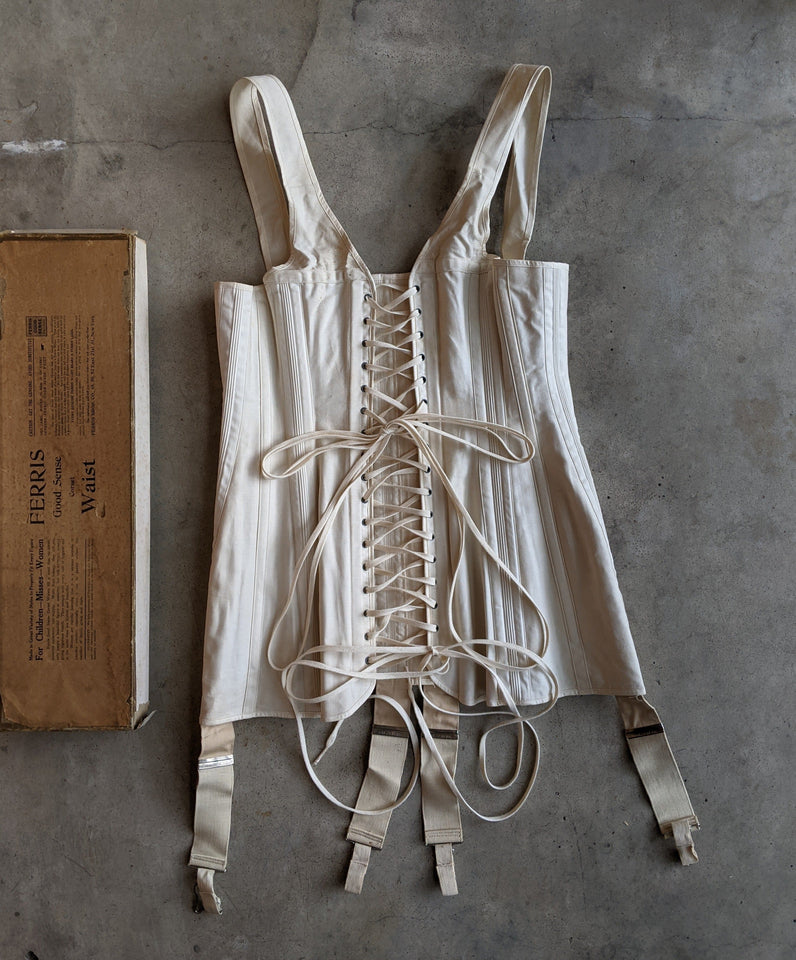 1910s Deadstock Ferris Corset | Sz 28