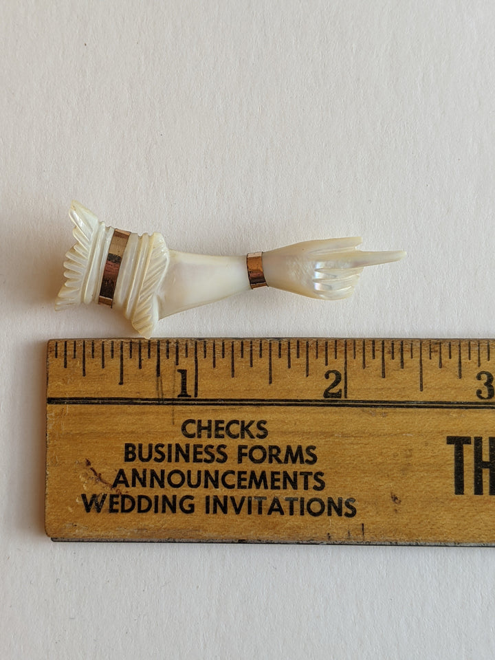 19th C. Mother of Pearl Hand Brooch