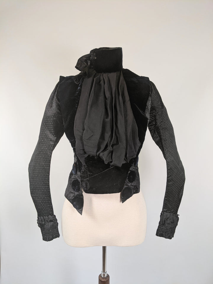 1880s Silk + Velvet Bodice