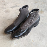 1910s Side Button Grey + Black Shoes | Sz 8 Men's