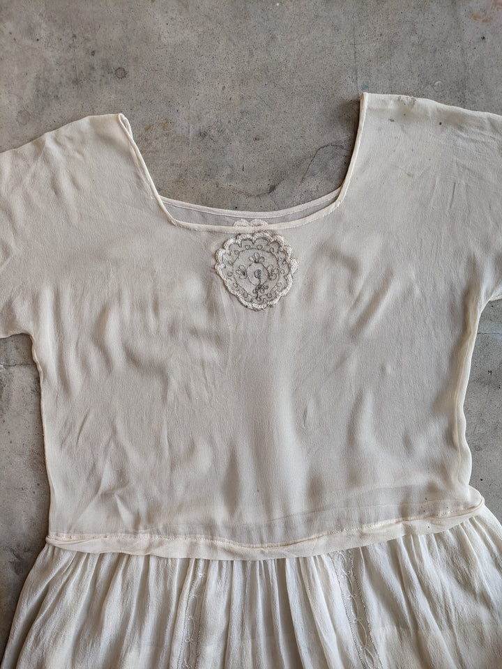 1920s Silk Chiffon Dress | Sz L