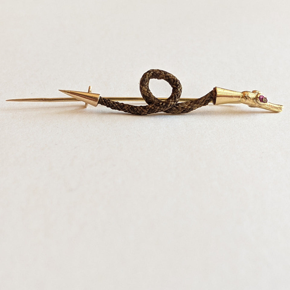 19th c. Gold Snake Hair Brooch
