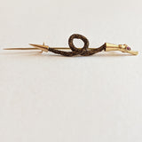19th c. Gold Snake Hair Brooch