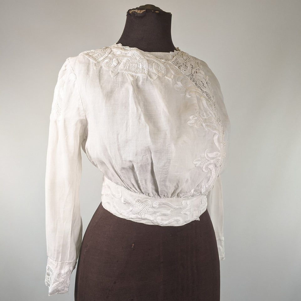 1900s-1910 White Linen Blouse