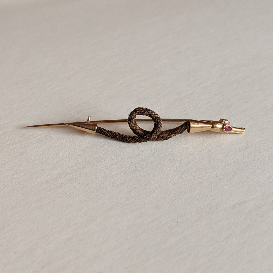 19th c. Gold Snake Hair Brooch